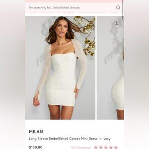 Oh Polly Milan long sleeved embellished dress